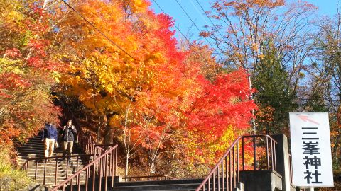 燃えるように真っ赤っ赤。ちなみに三峯神社の「峯」は「峰」ではないんですね。