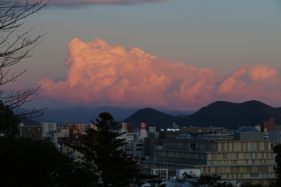 2020年1月30日高知城から入道雲を撮った