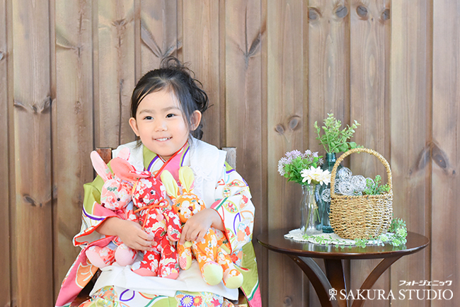 栃木　宇都宮　フォトスタジオ　フォトジェニックサクラスタジオ　写真　撮影　七五三　女の子　3歳　着物　姉妹